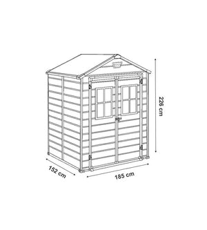 CASETTA DA GIARDINO KETER "MANOR 6x5" IN RESINA COLORE NERO CON PORTA BATTENTE DOPPIA 185X152X226 CM