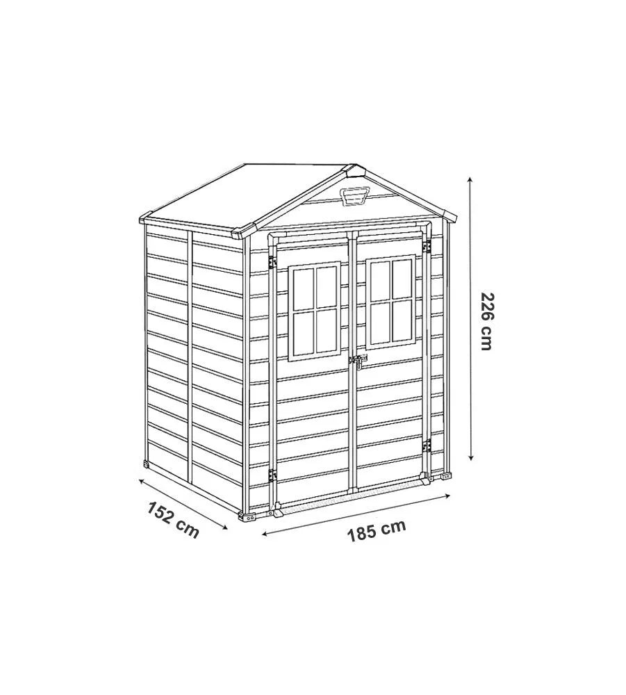 CASETTA DA GIARDINO KETER "MANOR 6x5" IN RESINA COLORE NERO CON PORTA BATTENTE DOPPIA 185X152X226 CM