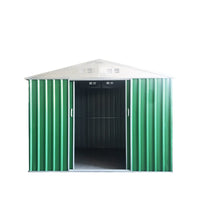 CASETTA DA ESTERNO IN LAMIERA ZINCATA DOMUS "S" VERDE CON PORTE SCORREVOLI, 187X131X194 CM