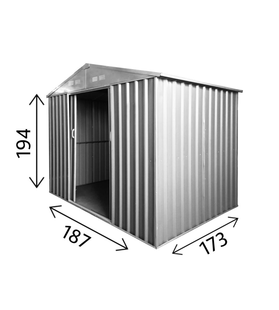 CASETTA DA ESTERNO IN LAMIERA ZINCATA "M" CON PORTE SCORREVOLI - L187 x P173 x H194.