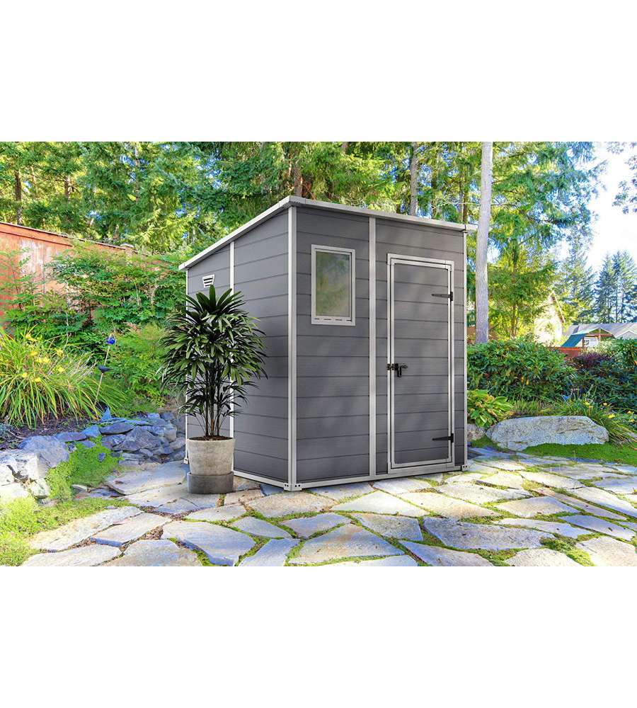 KETER - CASETTA "MANOR PENT 6x6" IN RESINA COLORE GRIGIO - L.183.5xP.185xH.200.6