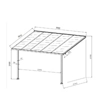 PERGOLA A MURO DA ESTERNO EURO GARDEN "MEMPHIS" IN ALLUMINIO E POLICARBONATO, 303X295X305 CM