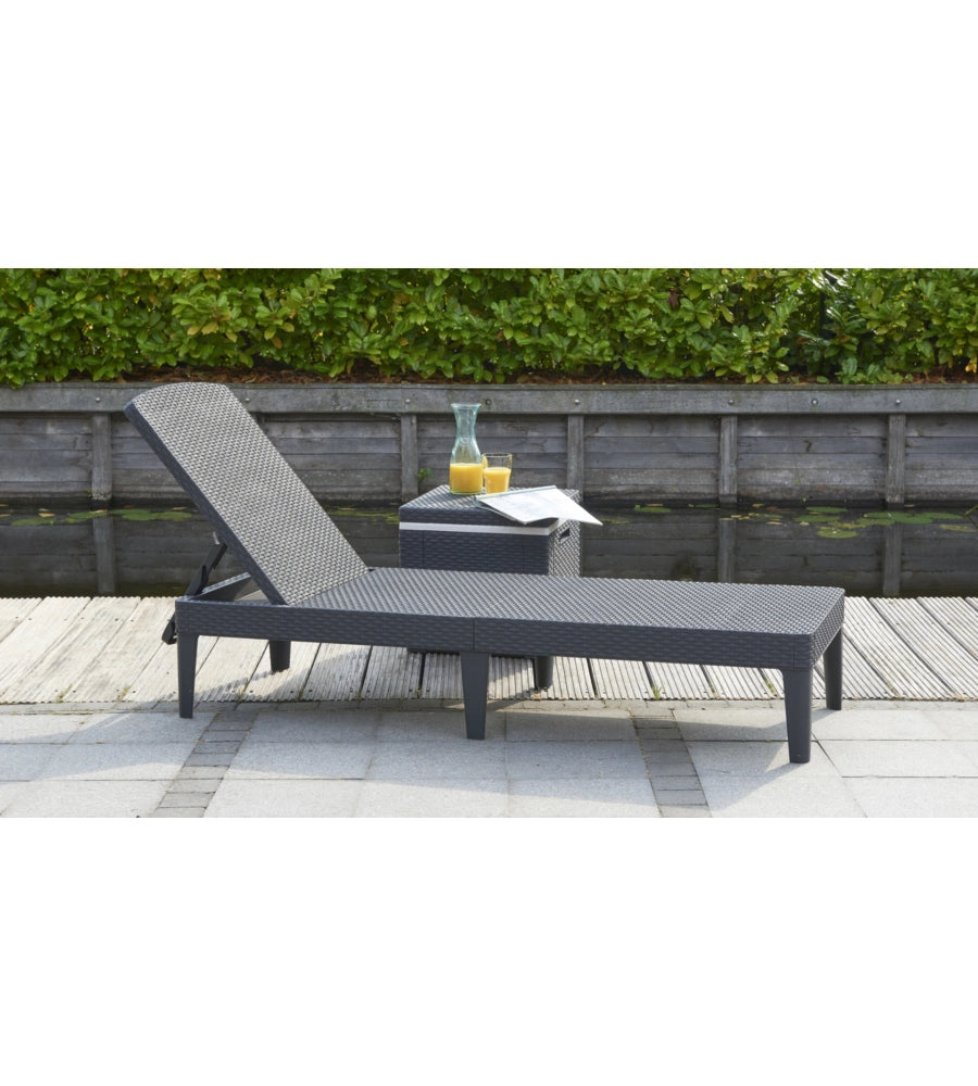 SDRAIO LETTINO PRENDISOLE "JAIPUR SUNLOUNGER" COLORE GRAFITE CON CUSCINO, 187X58X29 CM - KETER