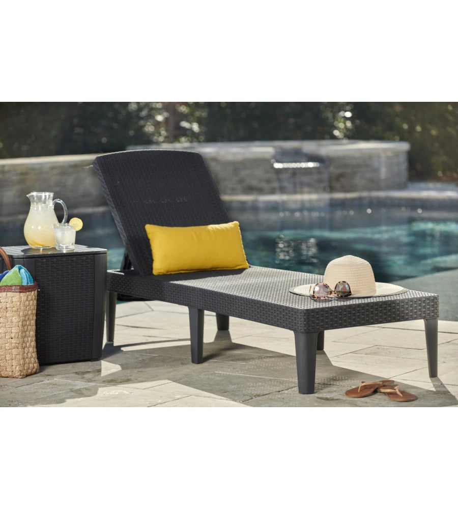 SDRAIO LETTINO PRENDISOLE "JAIPUR SUNLOUNGER" COLORE GRAFITE CON CUSCINO, 187X58X29 CM - KETER