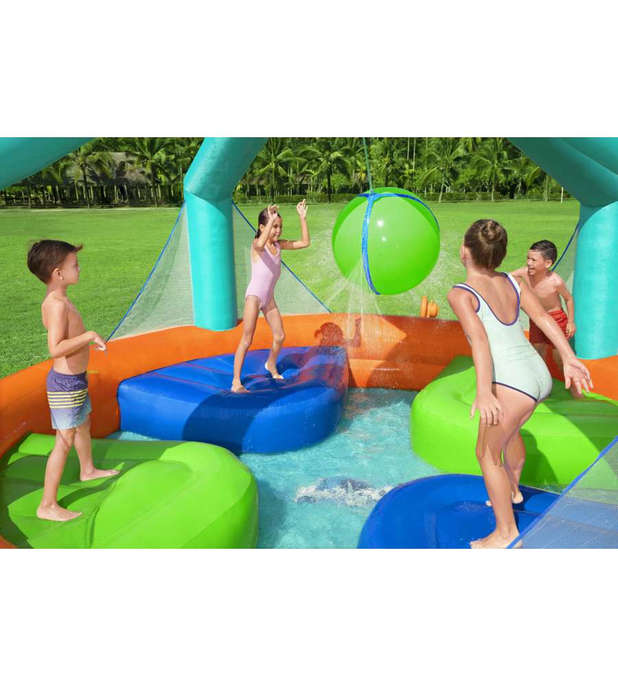 PARCO ACQUATICO GONFIABILE BESTWAY "H2OGO DODGE & DRENCH" 450X450X268 CM CON KIT COMPLETO - COD. 53383