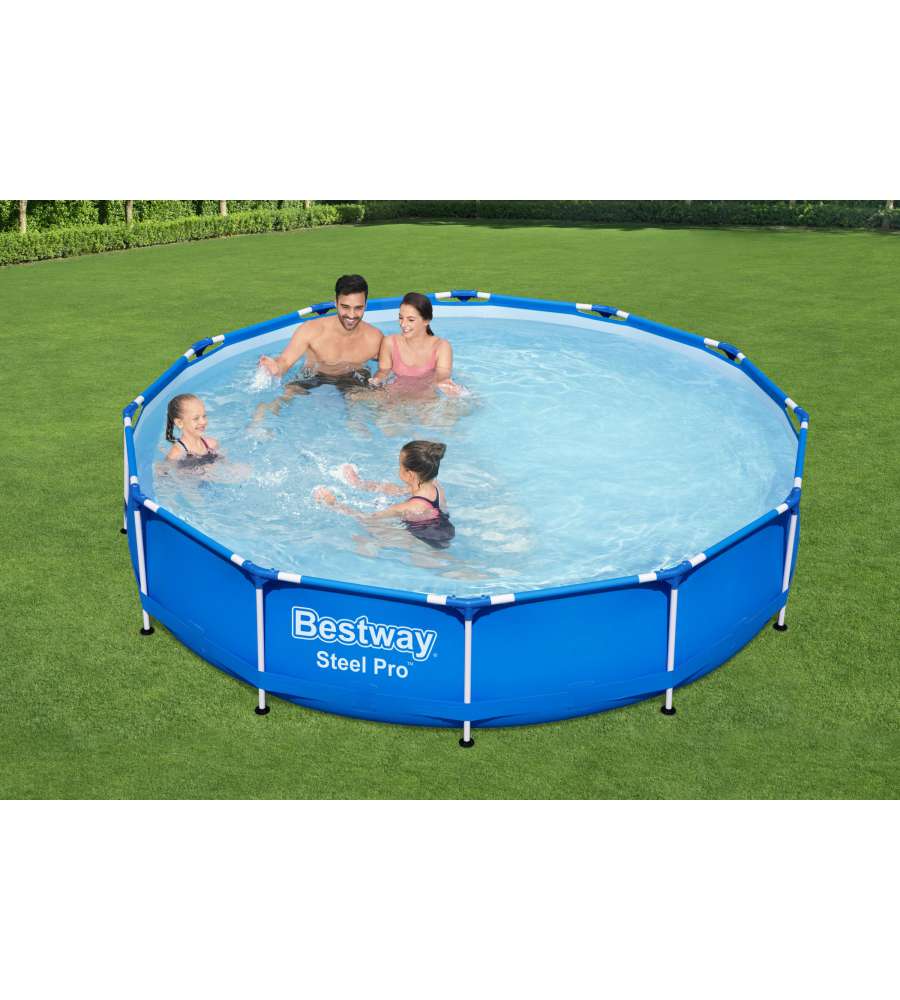 PISCINA FUORI TERRA ROTONDA BESTWAY "STEEL PRO" 366X76 CON POMPA E FILTRO A CARTUCCIA - COD. 56681