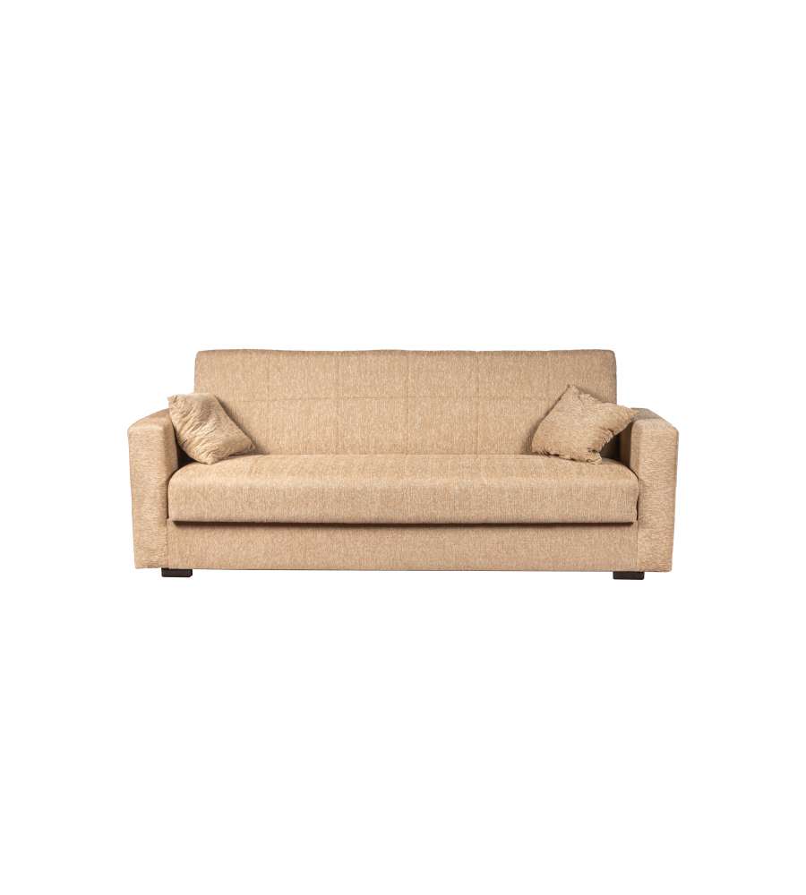 DIVANO LETTO "NORA" 3 POSTI TESSUTO BEIGE, 212X80X87 CM