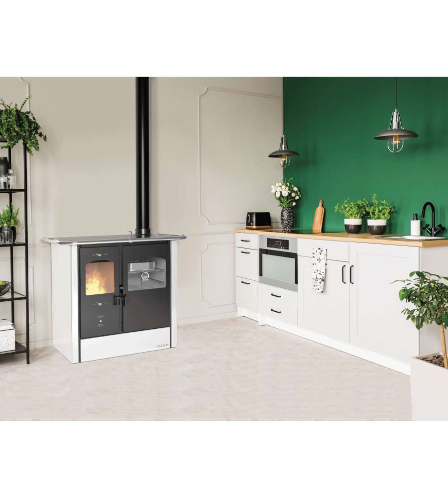 CUCINA A LEGNA CON FORNO ATENA BIANCA 8,35 KW  - VULCANIA