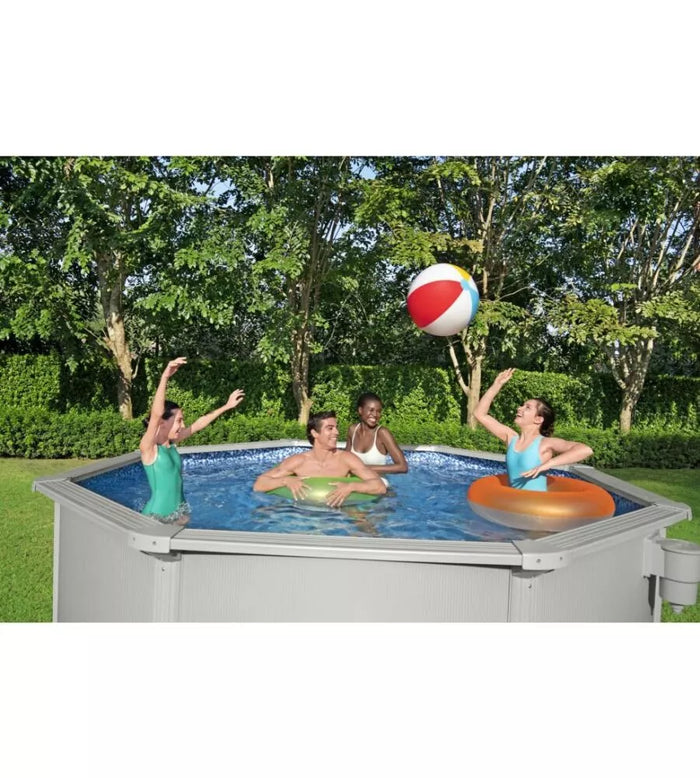 PISCINA FUORI TERRA ROTONDA BESTWAY "HYDRUM" 360X120 CM CON COPERTURA, TAPPETINO BASE, SKIMMER, SCALETTA E DISPENSER CHEMCONNECT - COD. 56574