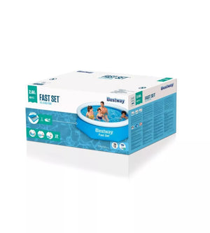 PISCINA GONFIABILE AUTOPORTANTE ROTONDA BESTWAY "FAST SET" CON POMPA E FILTRO A CARTUCCIA 244X61 CM  - COD. 57450