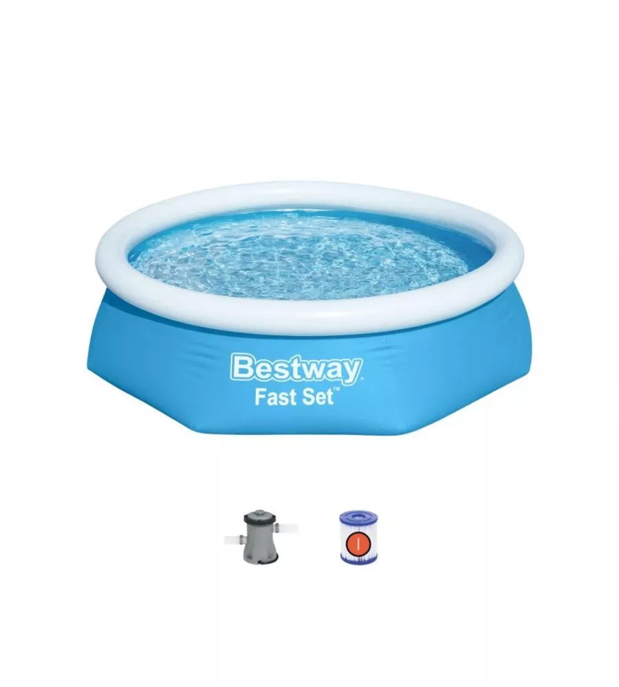 PISCINA GONFIABILE AUTOPORTANTE ROTONDA BESTWAY "FAST SET" CON POMPA E FILTRO A CARTUCCIA 244X61 CM  - COD. 57450