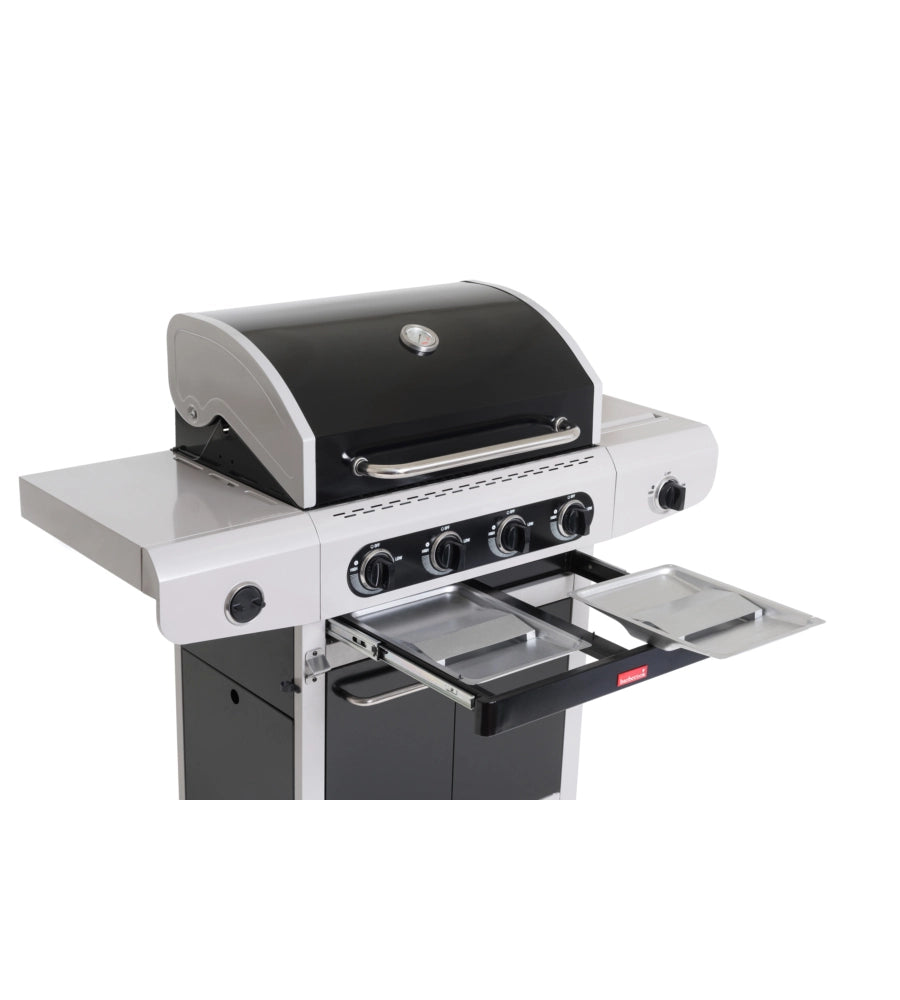 BARBECUE A GAS BARBECOOK "SIESTA 412" CON FORNELLO LATERALE, 4 FUOCHI