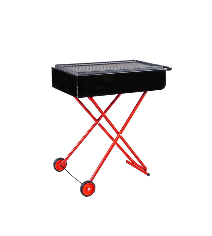 BARBECUE A GAS PIEGHEVOLE CON RUOTE NERO E ROSSO,  73X43X74 CM - ARNOLD