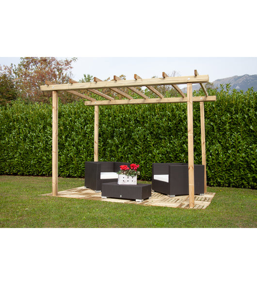 PERGOLA AUTOPORTANTE DA ESTERNO IN LEGNO, 240X240 CM