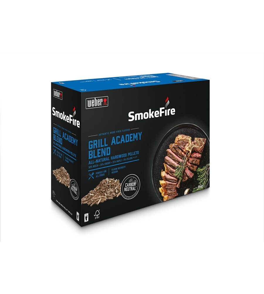 PELLET ALIMENTARE SMOKEFIRE WEBER "GRILL ACADEMY BLEND" PER BARBECUE 8 KG