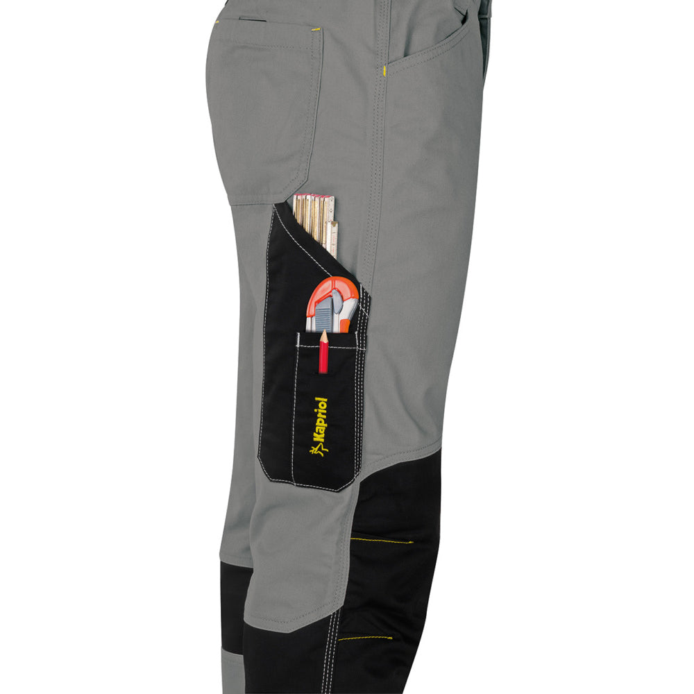 PANTALONE DA LAVORO KAVIR GRIGIO/NERO TG. M TASCHE PORTAUTENSILI KAPRIOL 35571