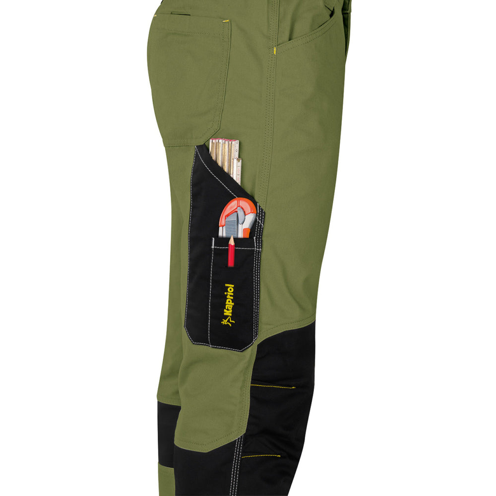 PANTALONE DA LAVORO KAVIR VERDE/NERO TG.L TASCHE PORTAUTENSILI KAPRIOL