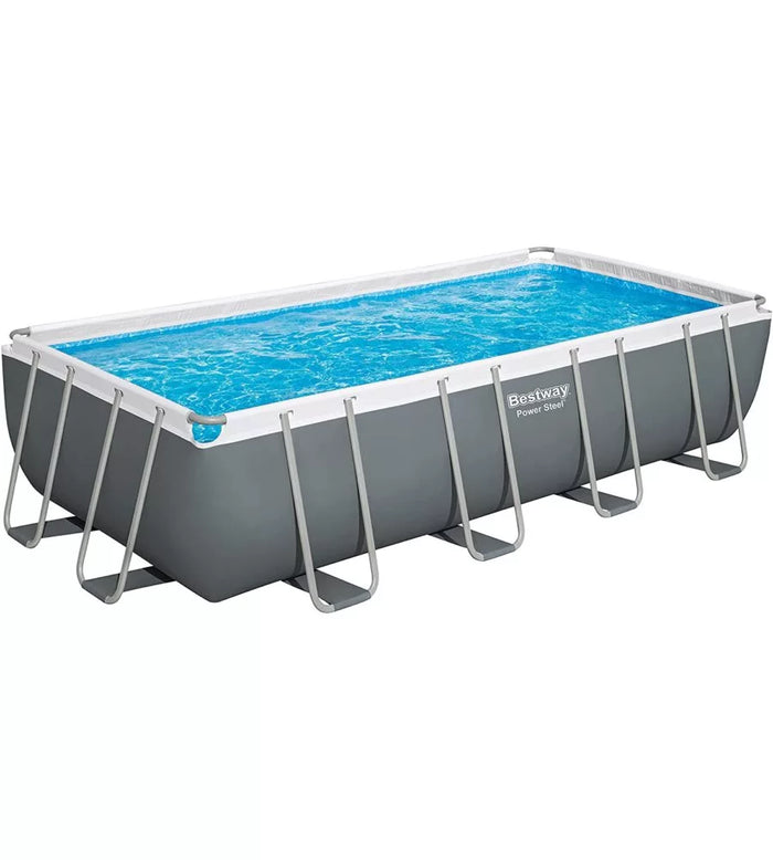 PISCINA FUORI TERRA RETTANGOLARE BESTWAY "POWER STEEL FRAME" 549X274X122 CM CON DI POMPA, SCALETTA, COPERTURA E CHEMCONNECT - COD. 56466-NEW