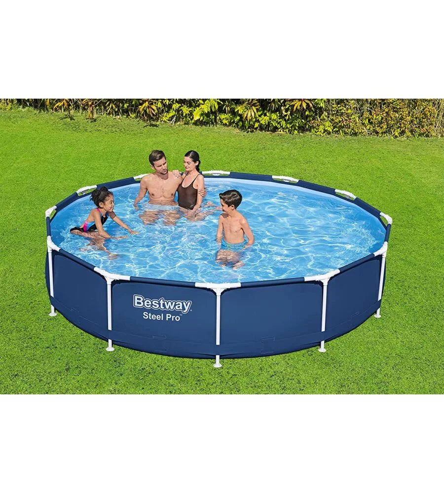 PISCINA FUORI TERRA ROTONDA BESTWAY "STEEL PRO" 366X76 CM CON POMPA E FILTRO A CARTUCCIA - COD. 56681-NEW