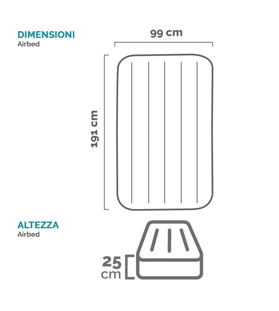 MATERASSO MATRIMONIALE GONFIABILE INTEX "AIRBED DURA-BEAM STANDARD PRESTIGE DOWNY" COLORE VERDE SCURO, 99X191X25 CM