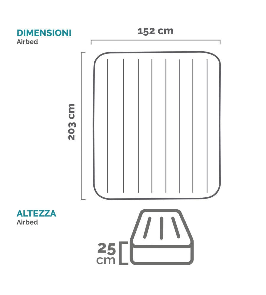 MATERASSO MATRIMONIALE GONFIABILE INTEX "AIRBED DURA-BEAM STANDARD PRESTIGE DOWNY" COLORE VERDE SCURO, 152X203X25 CM