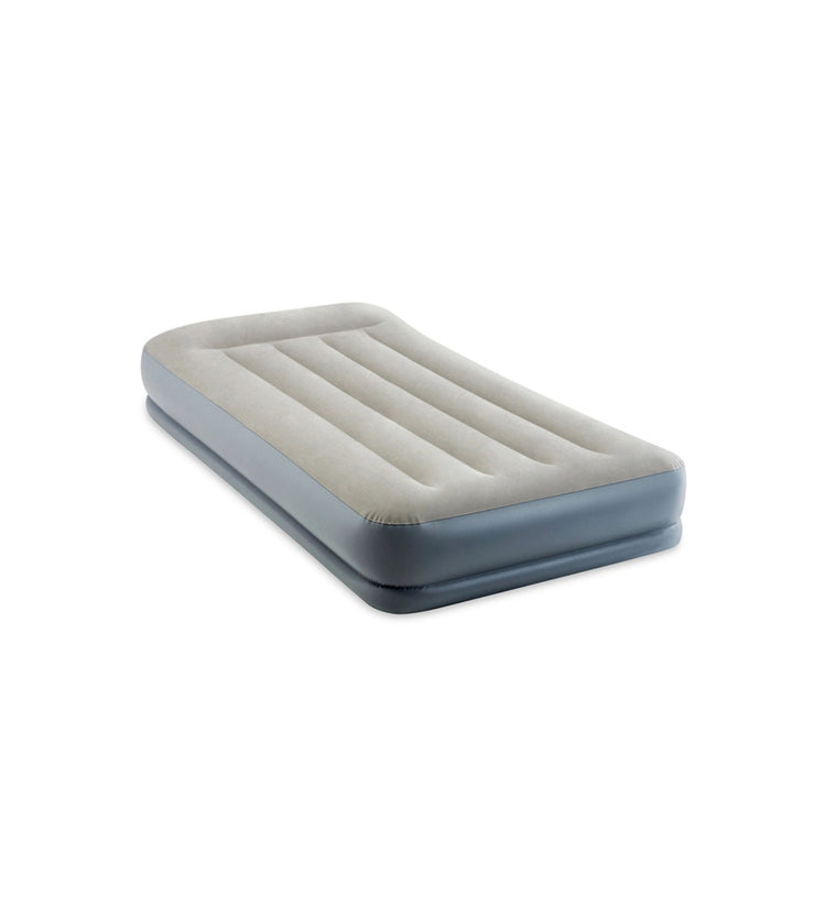 MATERASSO SINGOLO AUTOGONFIANTE INTEX "AIRBED DURA-BEAM PILLOW REST MID-RISE" COLORE CREMA  E POMPA INCORPORATA, 99X191X30 CM