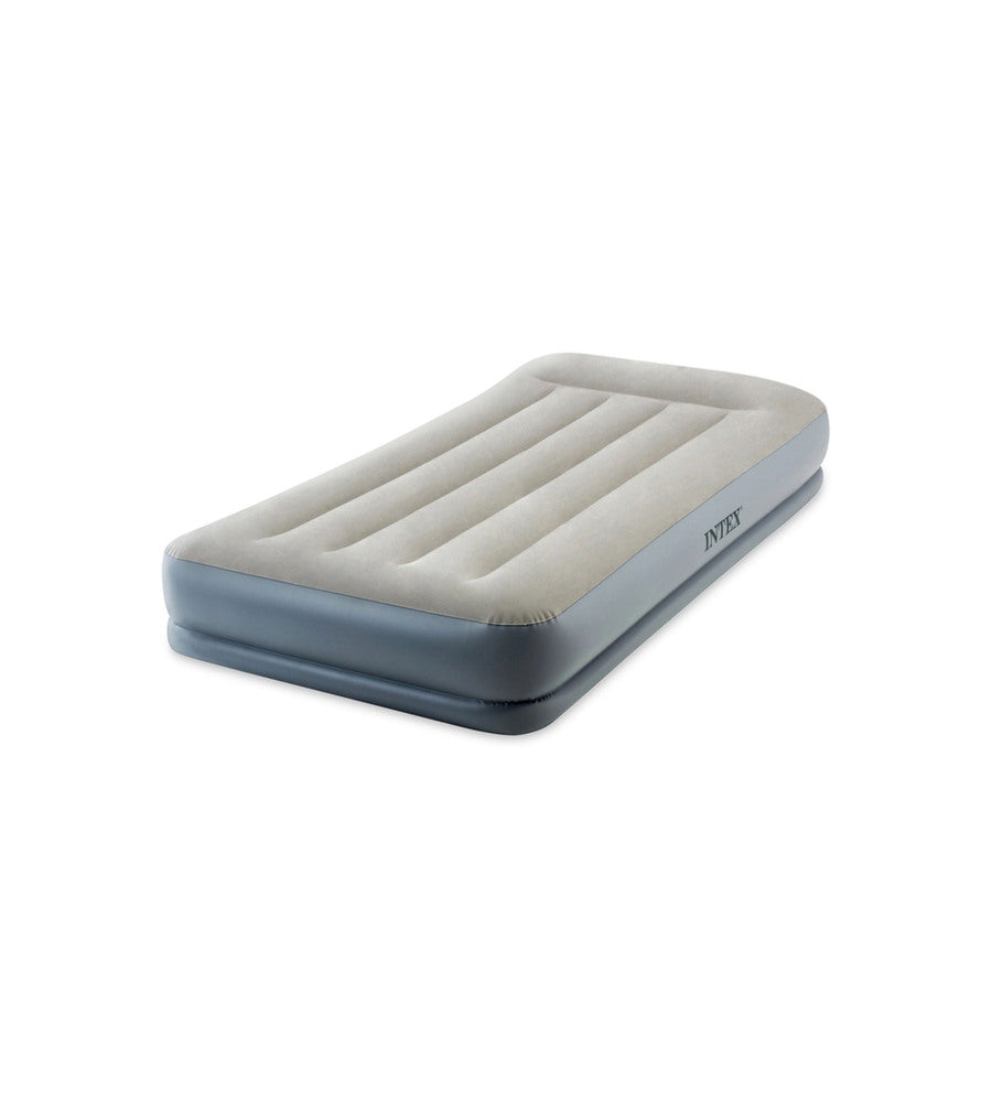 MATERASSO SINGOLO AUTOGONFIANTE INTEX "AIRBED DURA-BEAM PILLOW REST MID-RISE" COLORE CREMA  E POMPA INCORPORATA, 99X191X30 CM