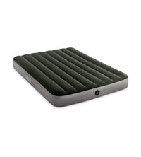 MATERASSO AD UNA PIAZZA E MEZZA GONFIABILE INTEX "AIRBED DURA-BEAM STANDARD DOWNY" COLORE VERDE SCURO CON POMPA A PEDALE, 137X191X25 CM