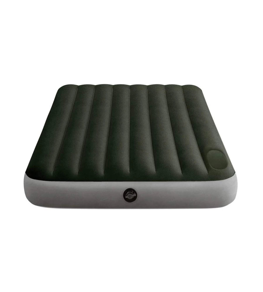 MATERASSO AD UNA PIAZZA E MEZZA GONFIABILE INTEX "AIRBED DURA-BEAM STANDARD DOWNY" COLORE VERDE SCURO CON POMPA A PEDALE, 137X191X25 CM