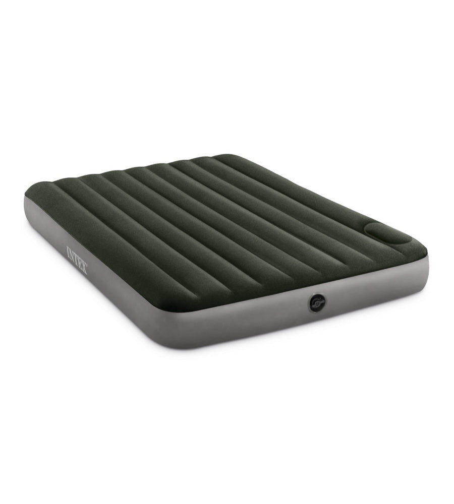 MATERASSO MATRIMONIALE GONFIABILE INTEX "AIRBED DURA-BEAM STANDARD DOWNY" COLORE VERDE SCURO CON POMPA A PEDALE, 152X203X25 CM