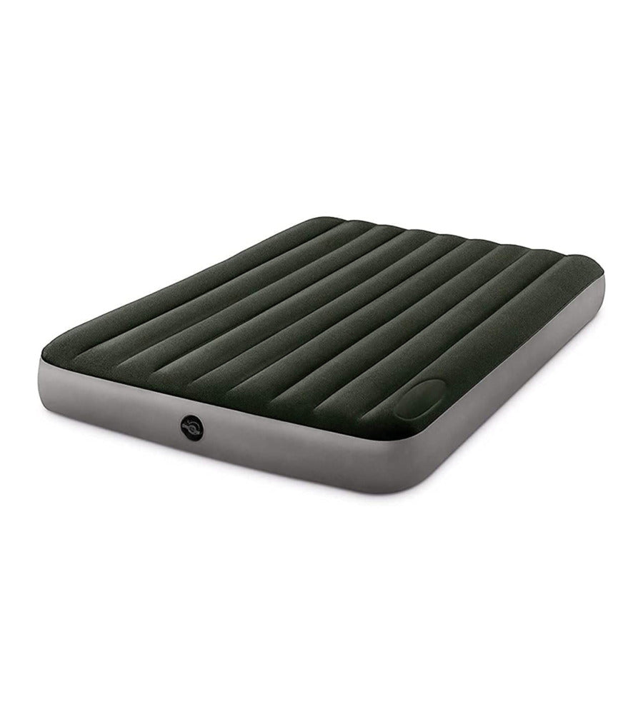 MATERASSO MATRIMONIALE GONFIABILE INTEX "AIRBED DURA-BEAM STANDARD DOWNY" COLORE VERDE SCURO CON POMPA A PEDALE, 152X203X25 CM