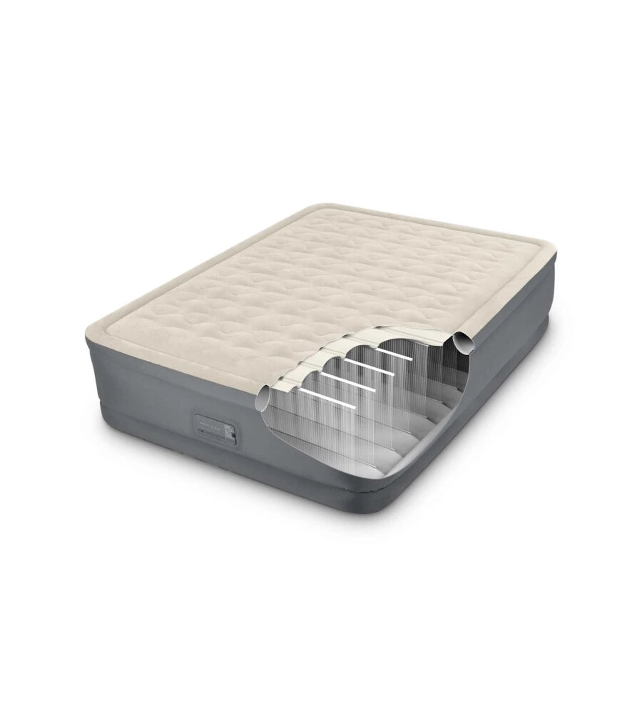 MATERASSO MATRIMONIALE AUTOGONFIANTE INTEX "AIRBED DURA-BEAM PREMAIRE II" COLORE BEIGE CON CONNESSIONE BLUETOOTH, 152X203X46 CM