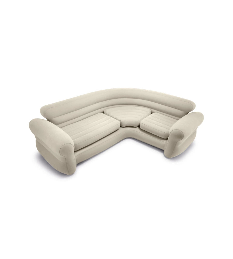 DIVANO GONFIABILE ANGOLARE INTEX COLORE BEIGE CON BRACCIOLI, 257X203X76 CM