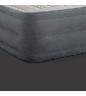 MATERASSO MATRIMONIALE AUTOGONFIANTE INTEX "AIRBED DURA-BEAM COMFORT-PLUSH HIGH-RISE" COLORE GRIGIO CHIARO E POMPA INTEGRATA, 152X203X56 CM