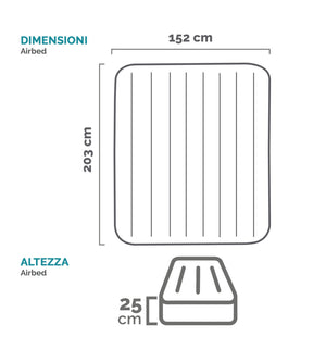 MATERASSO MATRIMONIALE GONFIABILE "DURA-BEAM PRESTIGE DOWNY" COLORE VERDE SCURO CON POMPA A BATTERIA, 152X203X25 CM