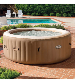 PISCINA IDROMASSAGGIO GONFIABILE ROTONDA INTEX "BUBBLE MASSAGE" COLORE BEIGE 4 PERSONE 196X196X71CM