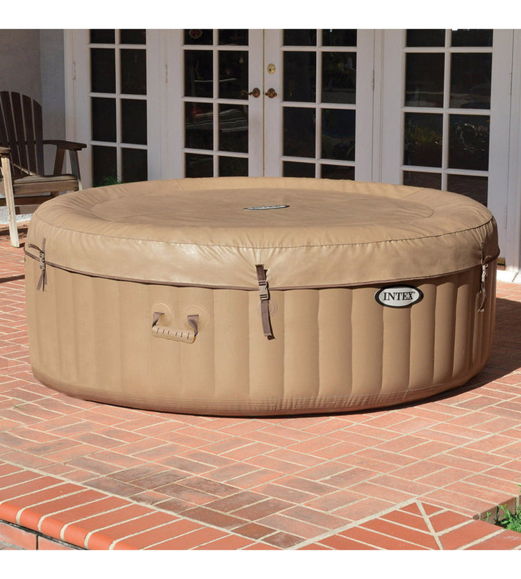 PISCINA IDROMASSAGGIO GONFIABILE ROTONDA INTEX "BUBBLE MASSAGE" COLORE BEIGE 4 PERSONE 196X196X71CM