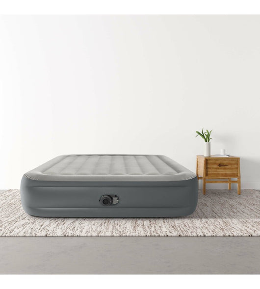 MATERASSO MATRIMONIALE AUTOGONFIANTE INTEX "AIRBED DURA-BEAM ESSENTIAL REST" CON POMPA ELETTRICA INCORPORATA GRIGIO 152X203X46 CM