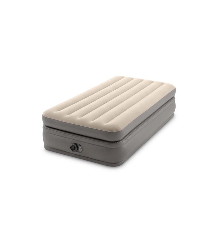 MATERASSO SINGOLO AUTOGONFIANTE INTEX "AIRBED DURA-BEAM PRIME COMFORT ELEVATED" CON POMPA ELETTRICA INCORPORATA BEIGE 99X191X51 CM