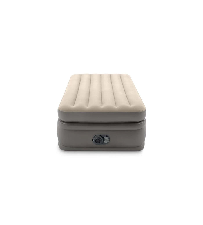 MATERASSO SINGOLO AUTOGONFIANTE INTEX "AIRBED DURA-BEAM PRIME COMFORT ELEVATED" CON POMPA ELETTRICA INCORPORATA BEIGE 99X191X51 CM