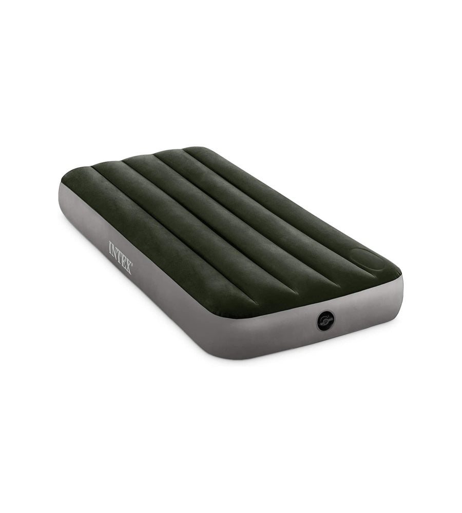 MATERASSO MEZZA PIAZZA GONFIABILE INTEX "AIRBED DURA-BEAM STANDARD DOWNY" CON POMPA A PEDALE VERDE 76X191X25 CM