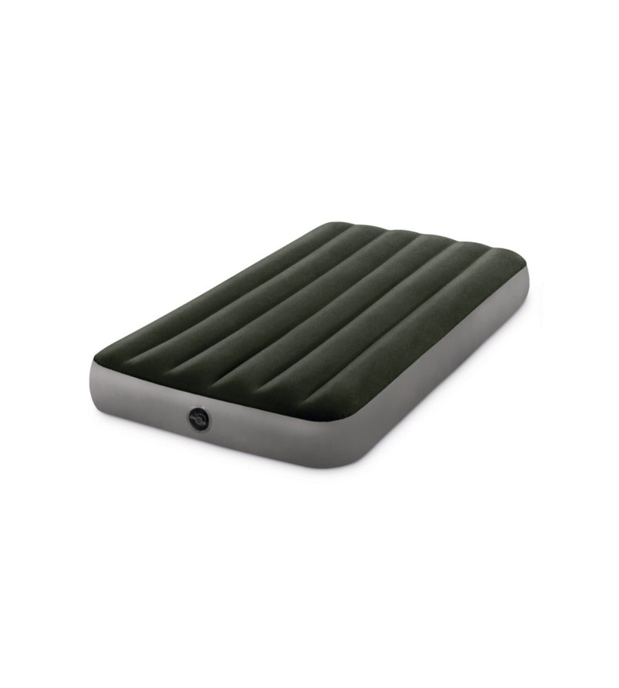 MATERASSO SINGOLO GONFIABILE INTEX "AIRBED DURA-BEAM STANDARD PRESTIGE DOWNY" CON POMPA A BATTERIA VERDE 99X191X25 CM