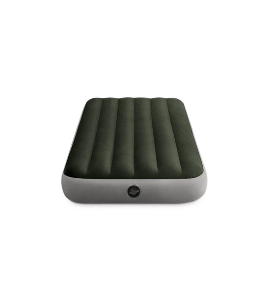 MATERASSO SINGOLO GONFIABILE INTEX "AIRBED DURA-BEAM STANDARD PRESTIGE DOWNY" CON POMPA A BATTERIA VERDE 99X191X25 CM