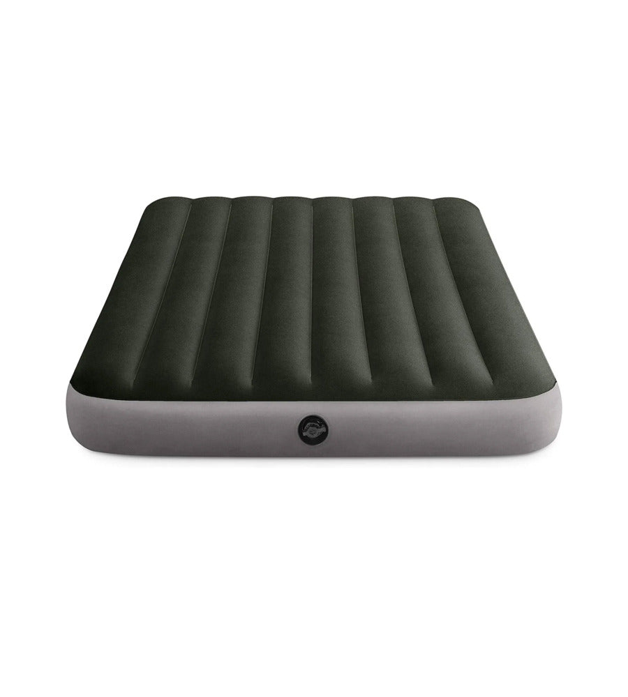 MATERASSO PIAZZA E MEZZA GONFIABILE INTEX "AIRBED DURA-BEAM STANDARD PRESTIGE DOWNY" CON POMPA A BATTERIA VERDE 137X191X25 CM