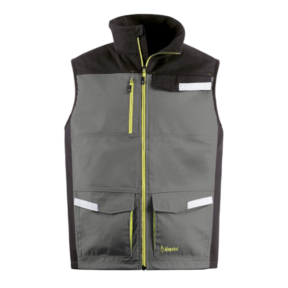 GILET DA LAVORO MULTITASCHE KAVIR GRIGIO/NERO TG. M CON ZIP KAPRIOL 35610