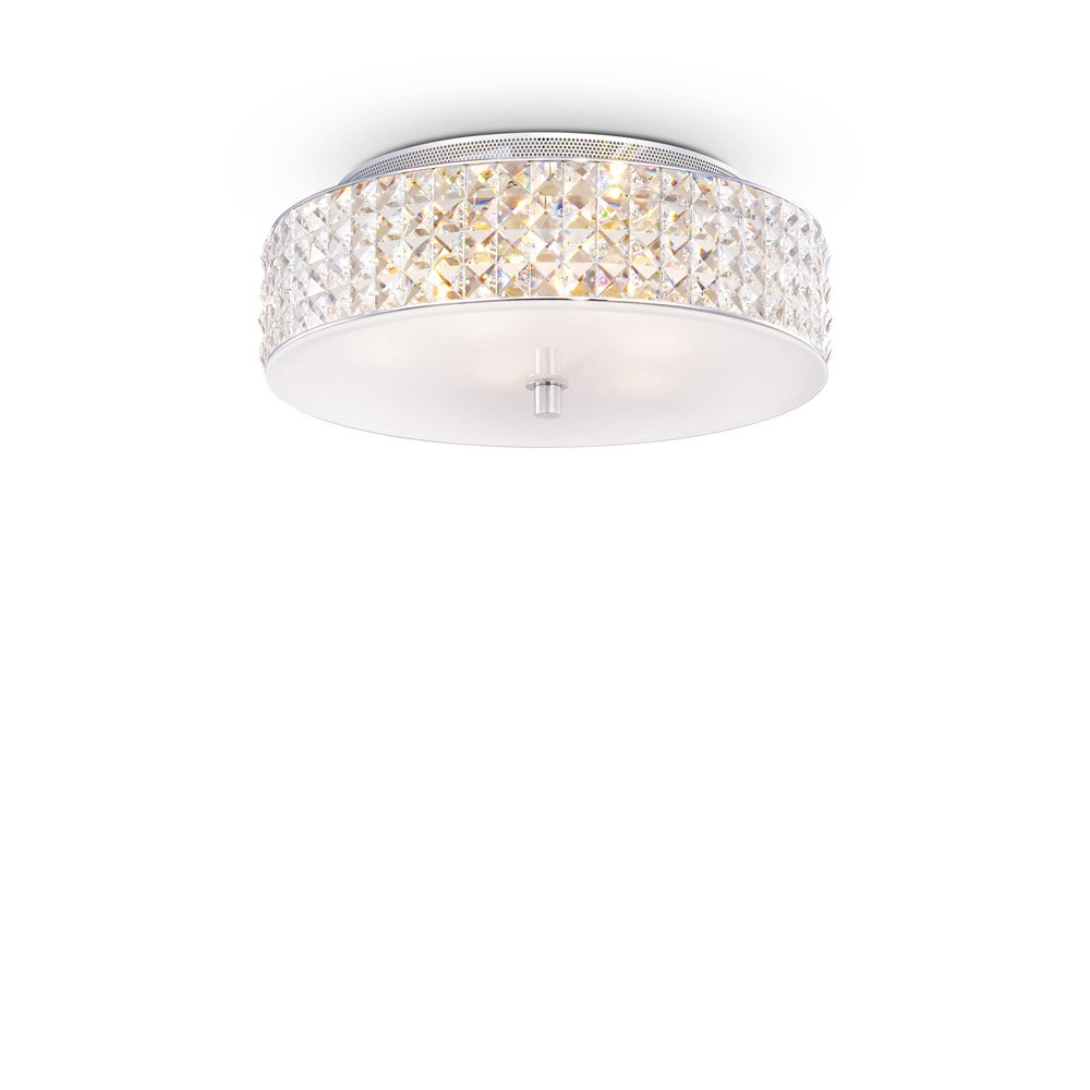 Plafoniera Contemporanea Roma Metallo-Cristallo Cromo 6 Luci 3W 3000K Luce Calda