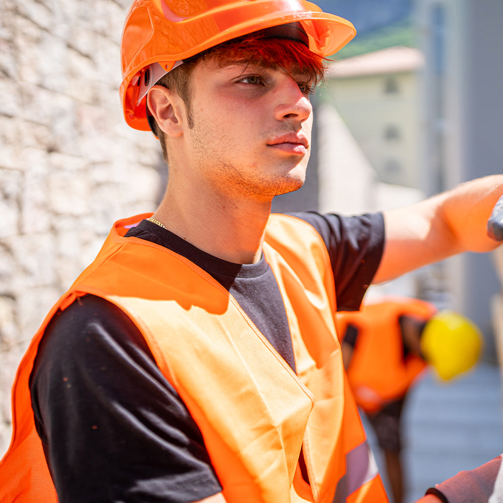 GILET UOMO DA LAVORO ALTA VISIBILITA' RIFLETTENTE ARANCIONE EN 20471 KAPRIOL