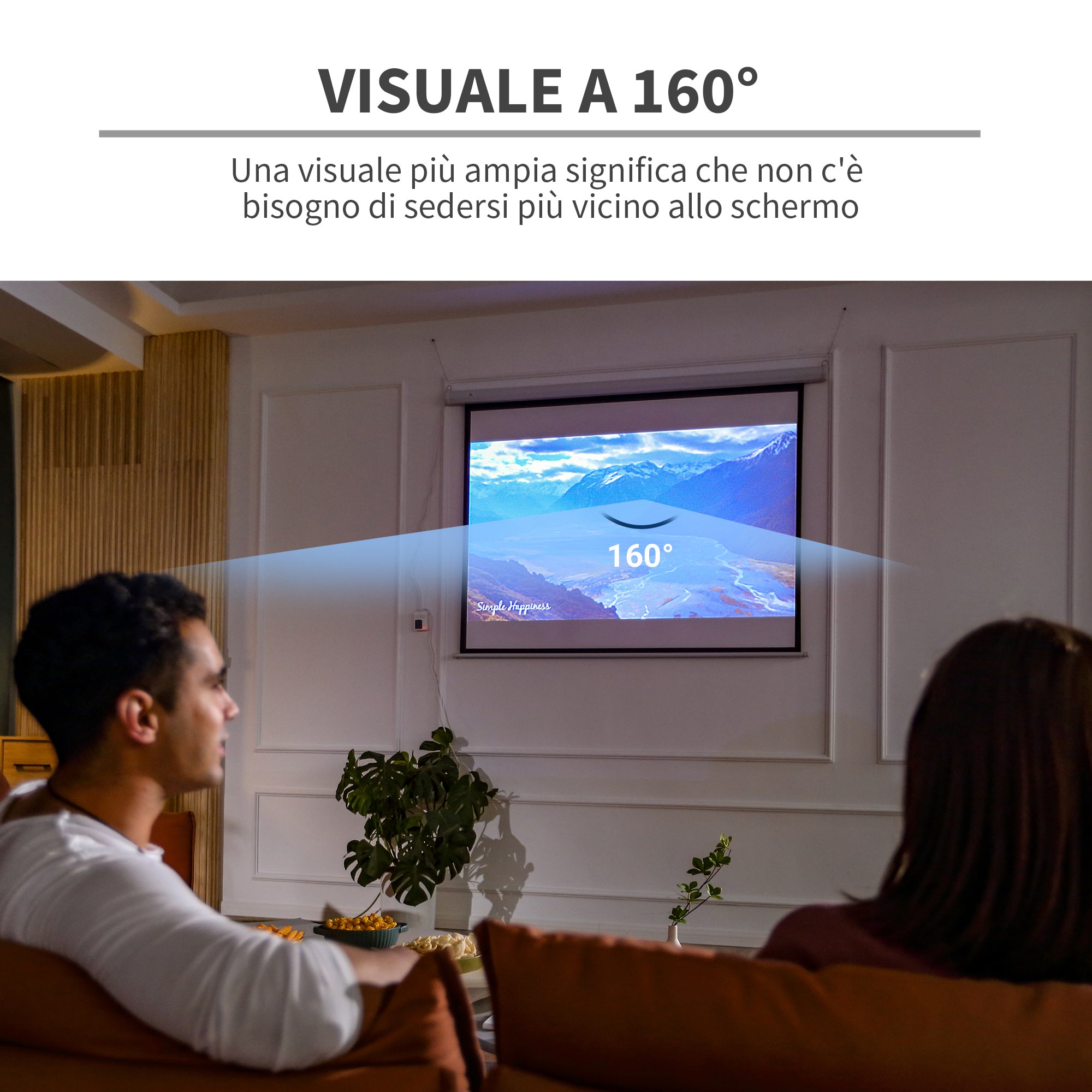 EASYCOMFORT Schermo 84 Pollici Proiezione Motorizzato Home Cinema, Bianco