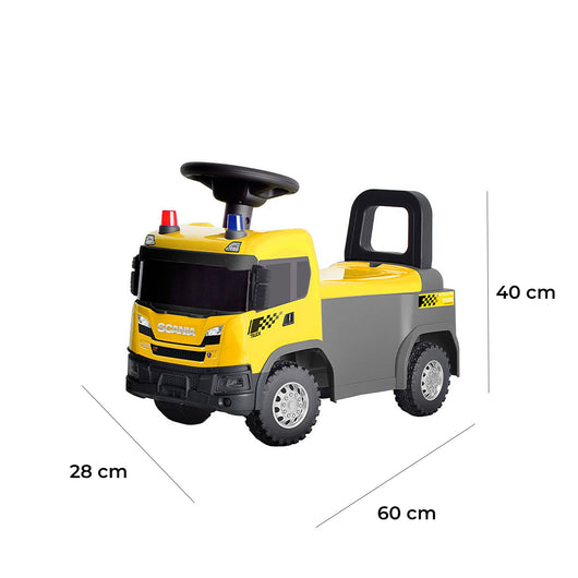 Camion Costruzioni Cavalcabile 60x28x40 cm per Bambini Scania Giallo