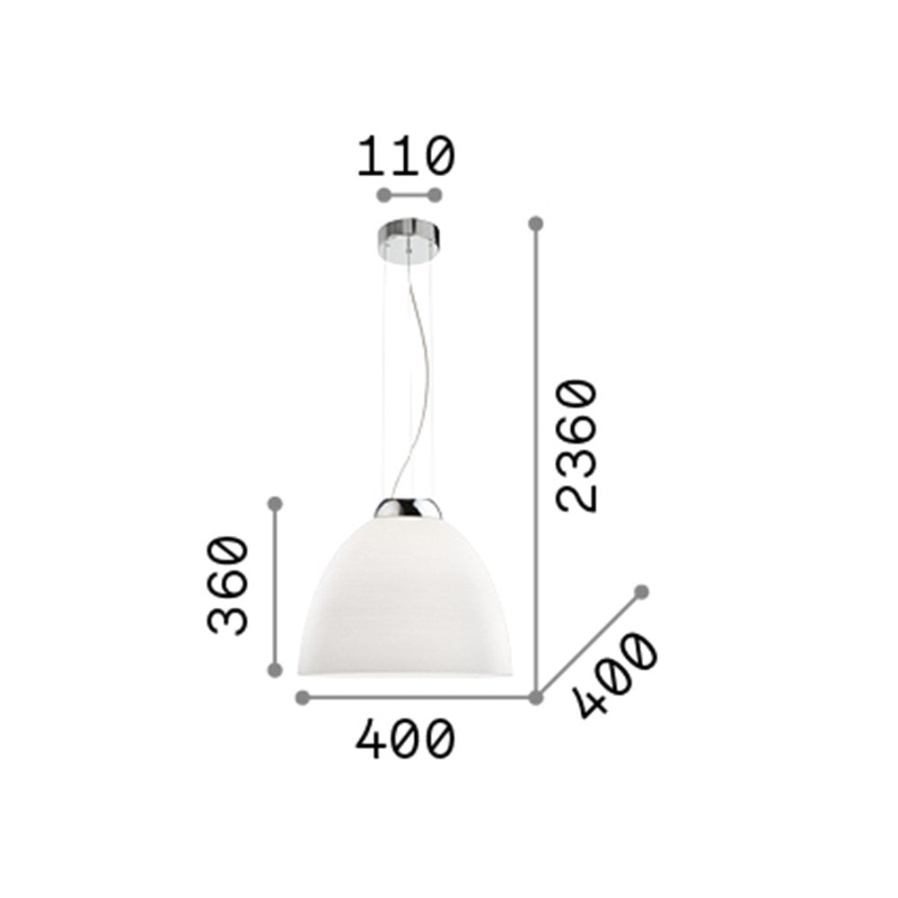 Sospensione Moderna Tolomeo Vetro Grigio 1 Luce E27